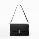 Women's black Genuine Leather  Square Flap Shoulder Bag