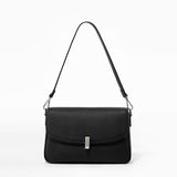 Women's black Genuine Leather  Square Flap Shoulder Bag