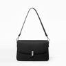 Women's black Genuine Leather  Square Flap Shoulder Bag